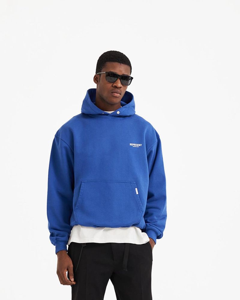 Men's Represent Owners Club Hoodie Blue | UK-LDESU0612