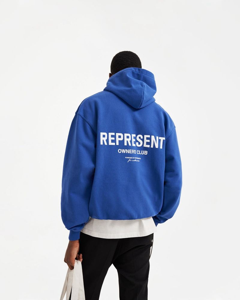 Men's Represent Owners Club Hoodie Blue | UK-LDESU0612