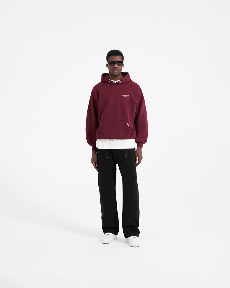 Men's Represent Owners Club Hoodie Burgundy | UK-CGYKV9235