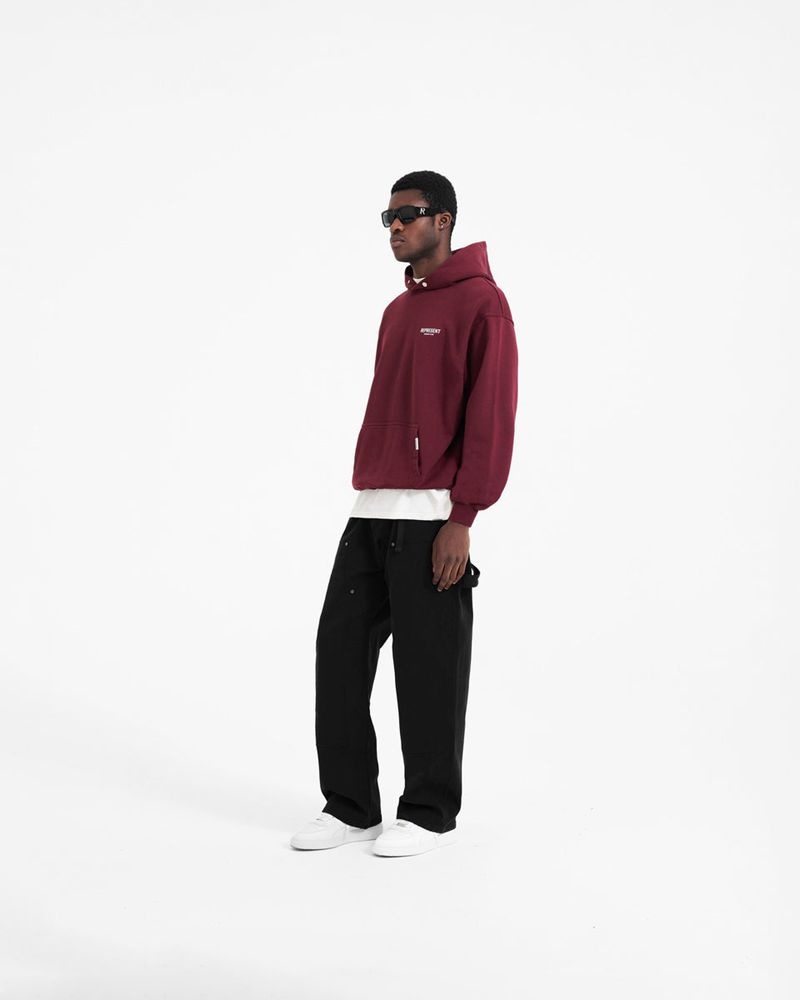 Men's Represent Owners Club Hoodie Burgundy | UK-CGYKV9235