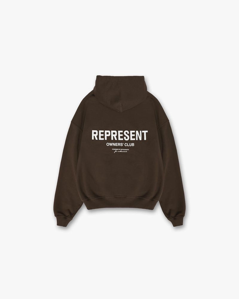 Men's Represent Owners Club Hoodie Dark Brown | UK-QIOHF3029