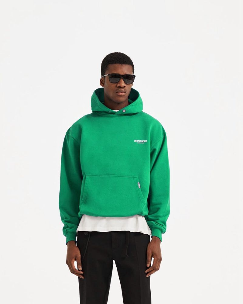 Men's Represent Owners Club Hoodie Green | UK-EIJAB7263