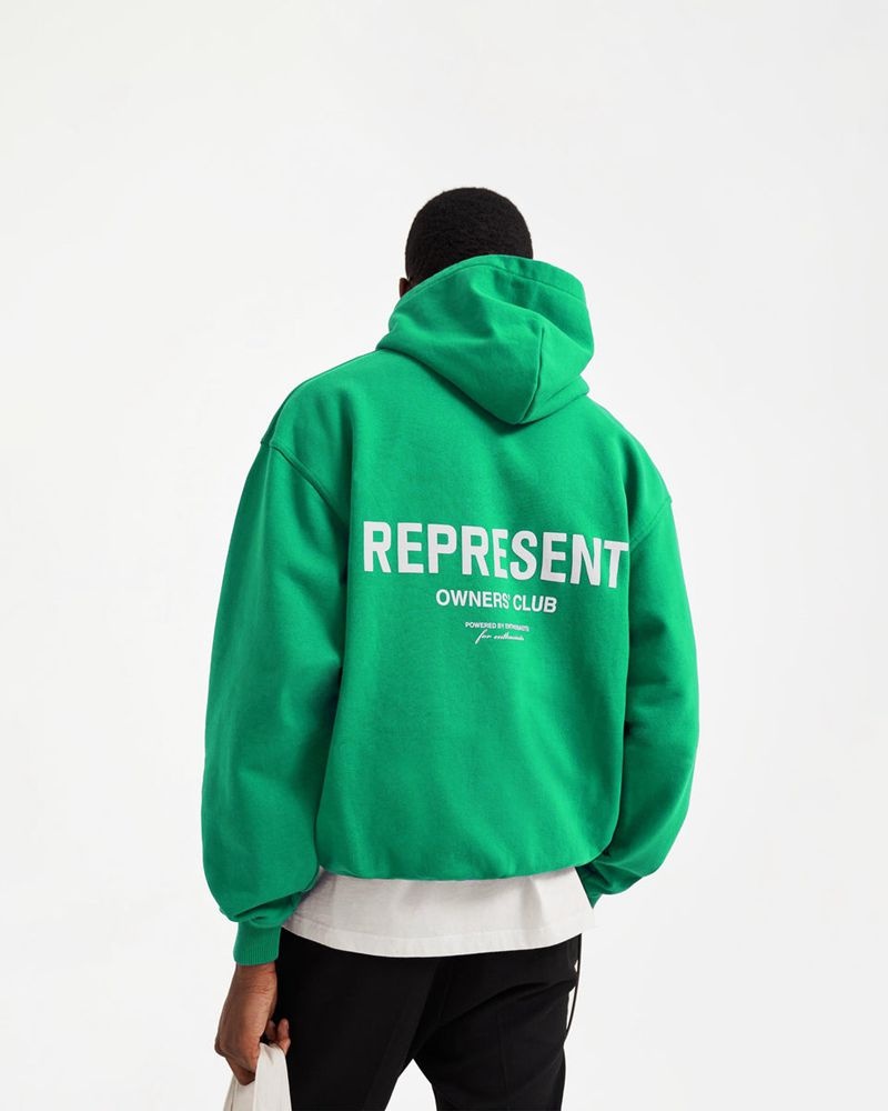 Men's Represent Owners Club Hoodie Green | UK-EIJAB7263