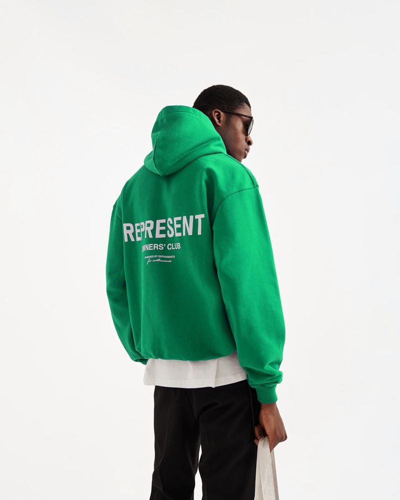 Men's Represent Owners Club Hoodie Green | UK-EIJAB7263