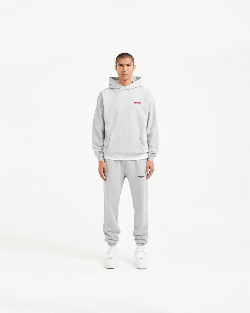 Men's Represent Owners Club Hoodie Grey / Red | UK-HFTSU4125