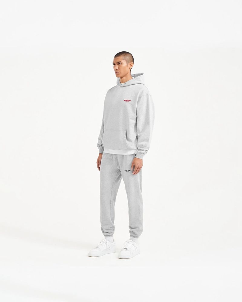 Men's Represent Owners Club Hoodie Grey / Red | UK-HFTSU4125