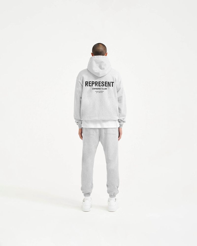 Men's Represent Owners Club Hoodie Grey | UK-KABJO7365