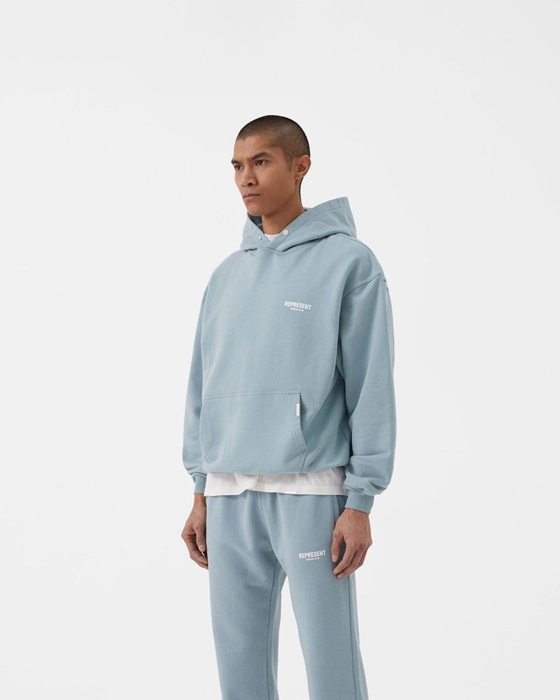 Men's Represent Owners Club Hoodie Light Blue | UK-XBOJN2389