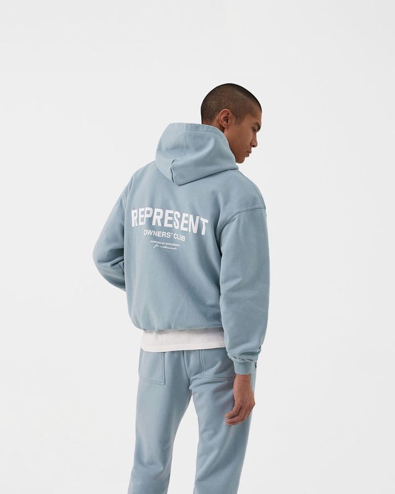 Men's Represent Owners Club Hoodie Light Blue | UK-XBOJN2389