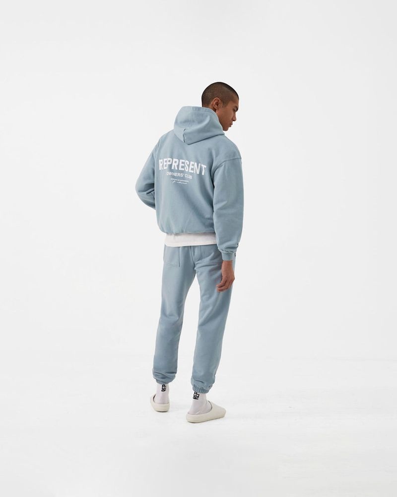 Men's Represent Owners Club Hoodie Light Blue | UK-XBOJN2389