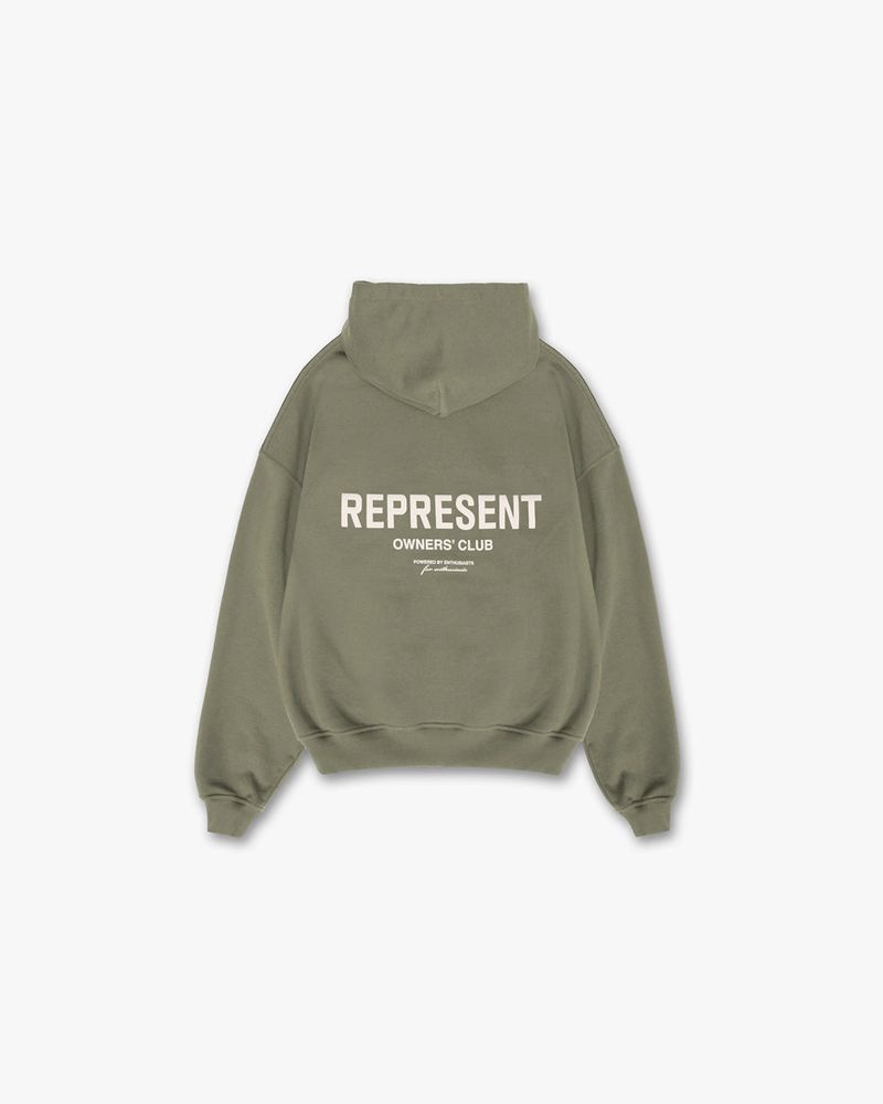 Men's Represent Owners Club Hoodie Olive | UK-GFMDT5034