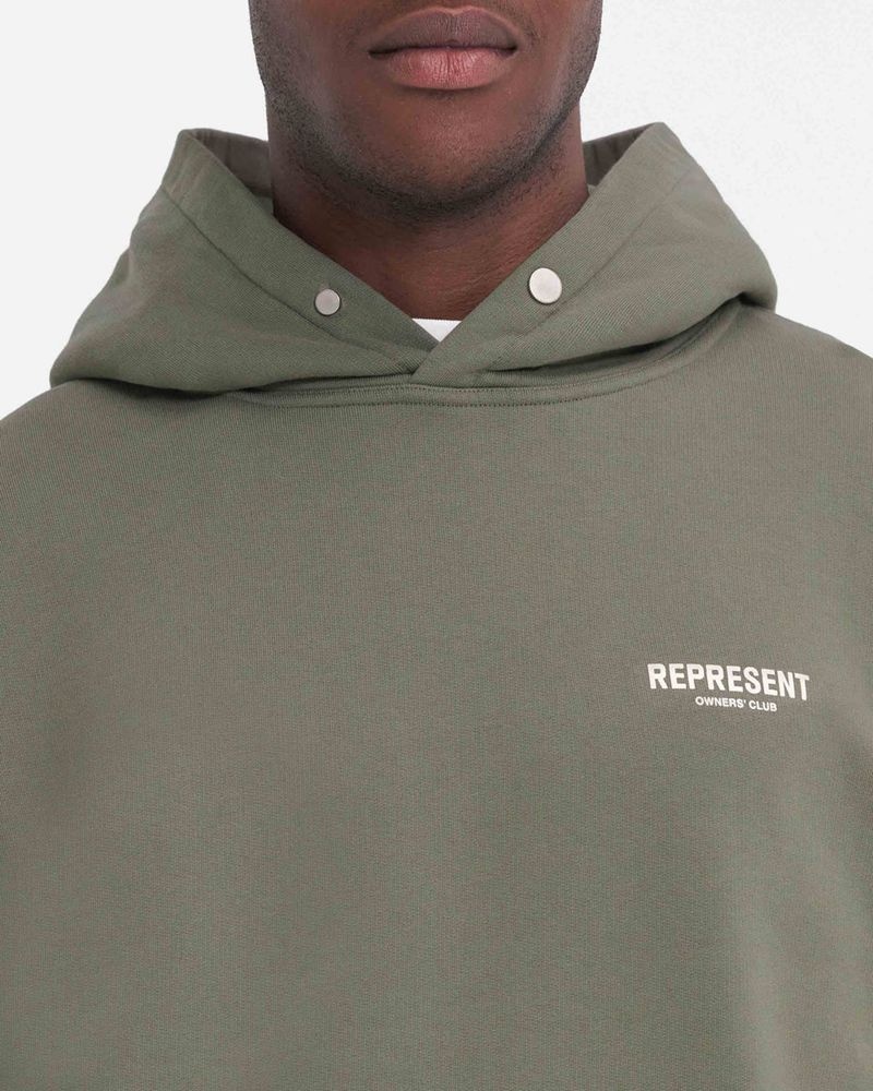 Men's Represent Owners Club Hoodie Olive | UK-GFMDT5034