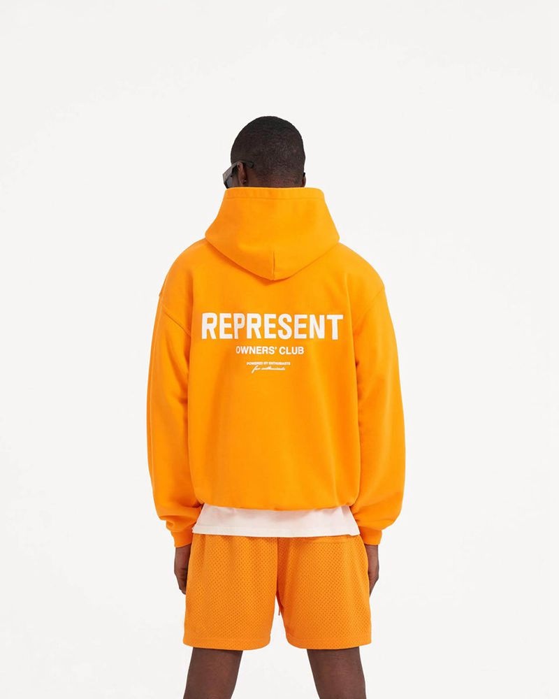 Men's Represent Owners Club Hoodie Orange | UK-AUQZG7091