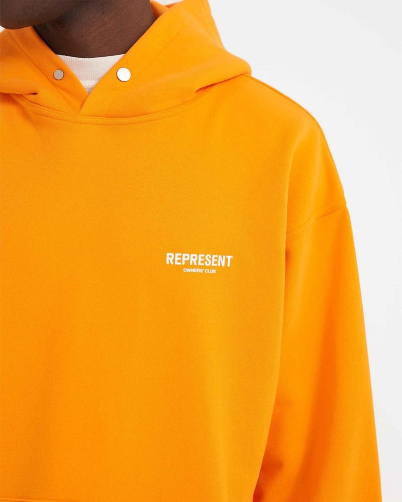 Men's Represent Owners Club Hoodie Orange | UK-AUQZG7091