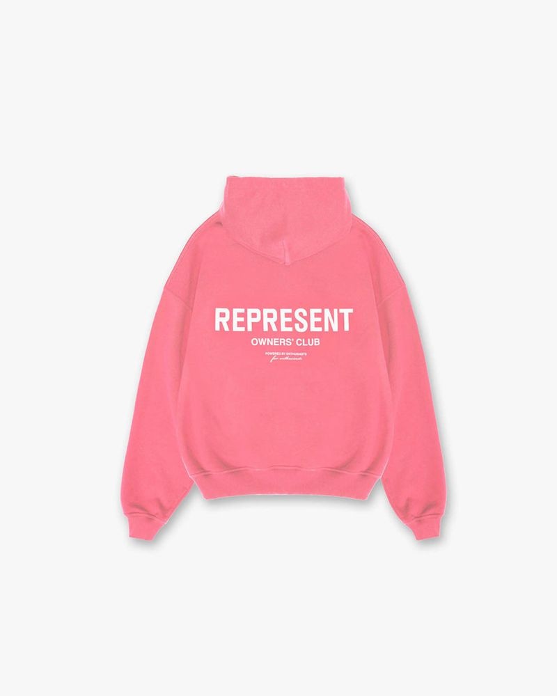 Men's Represent Owners Club Hoodie Pink | UK-DGONW3782