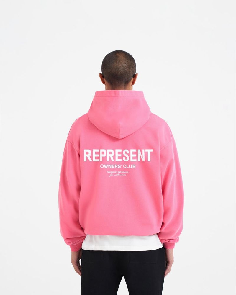 Men's Represent Owners Club Hoodie Pink | UK-DGONW3782