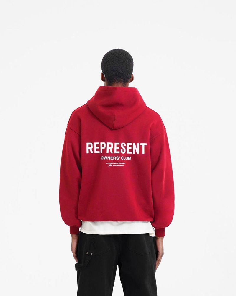 Men's Represent Owners Club Hoodie Red | UK-AJPTN2104