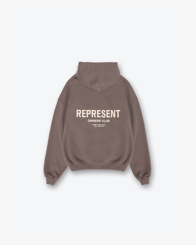 Men's Represent Owners Club Hoodie Taupe | UK-HNGVO5902