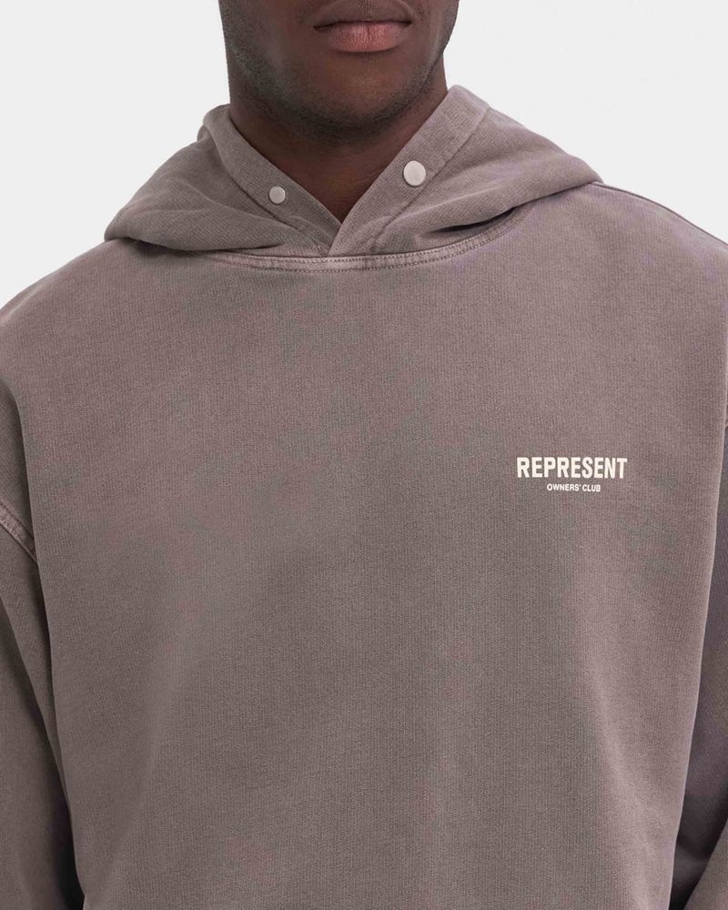 Men's Represent Owners Club Hoodie Taupe | UK-HNGVO5902