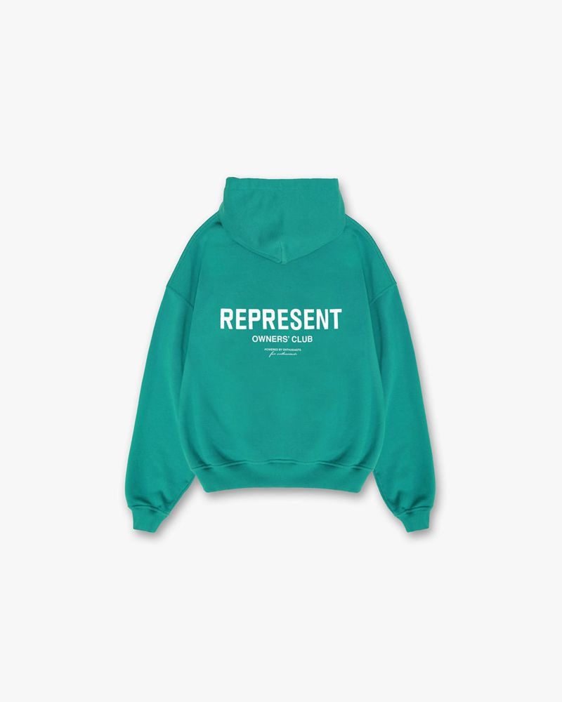 Men's Represent Owners Club Hoodie Turquoise | UK-DGEZX4765