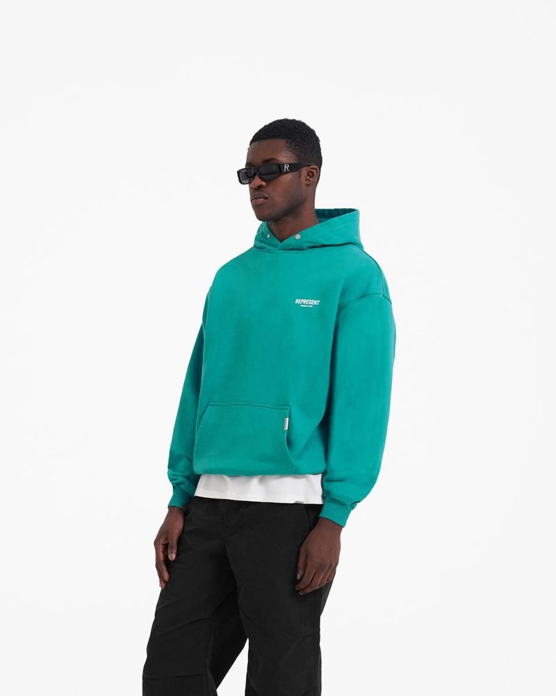 Men's Represent Owners Club Hoodie Turquoise | UK-DGEZX4765