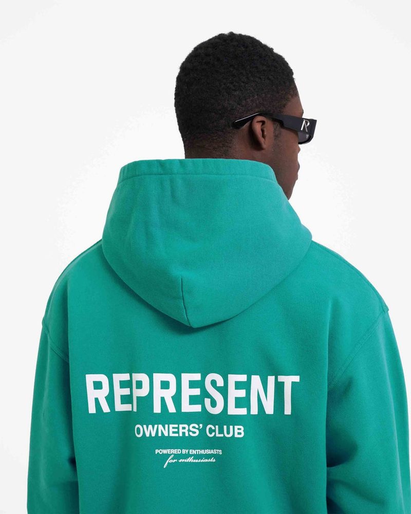 Men's Represent Owners Club Hoodie Turquoise | UK-DGEZX4765