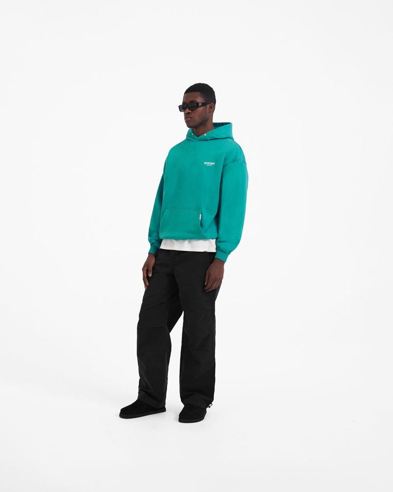 Men's Represent Owners Club Hoodie Turquoise | UK-DGEZX4765