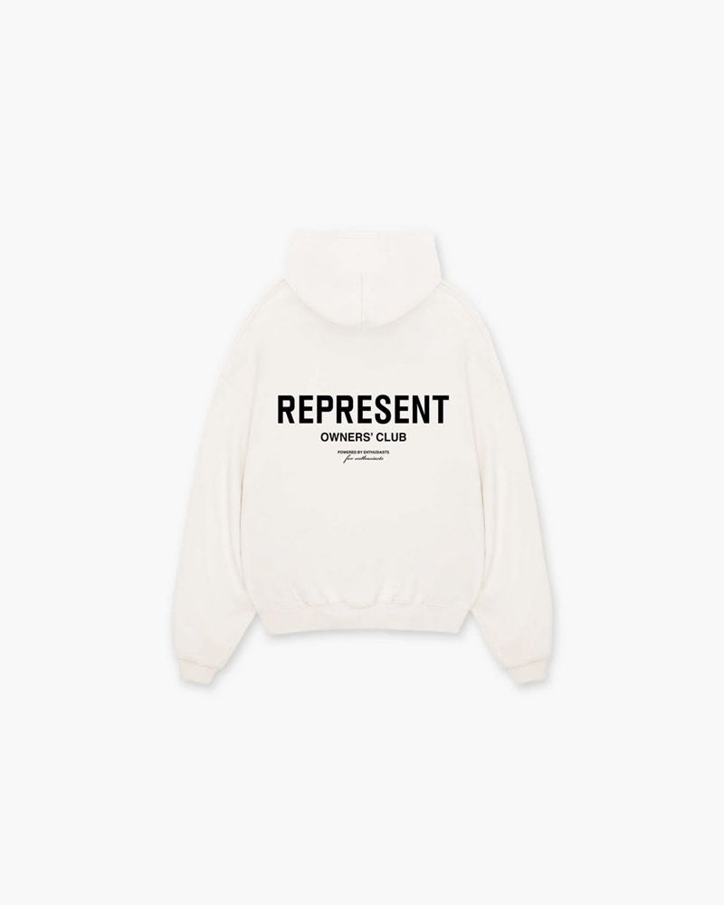 Men's Represent Owners Club Hoodie White | UK-JMILB9701