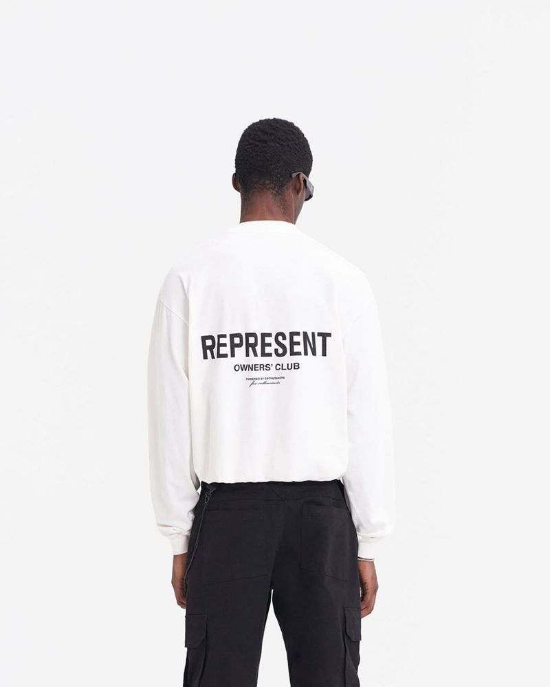 Men's Represent Owners Club Long Sleeve T-Shirt White | UK-UPQEN1879