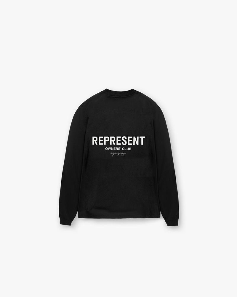 Men's Represent Owners Club Long Sleeve T-Shirt Black | UK-VILWD9612