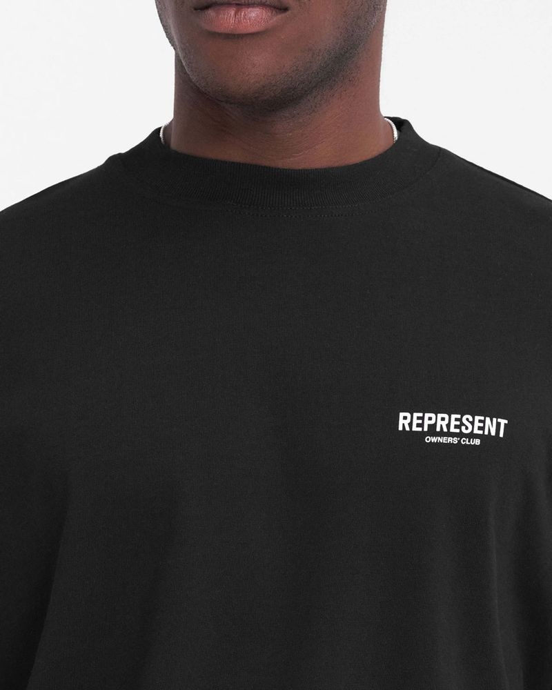 Men's Represent Owners Club Long Sleeve T-Shirt Black | UK-VILWD9612