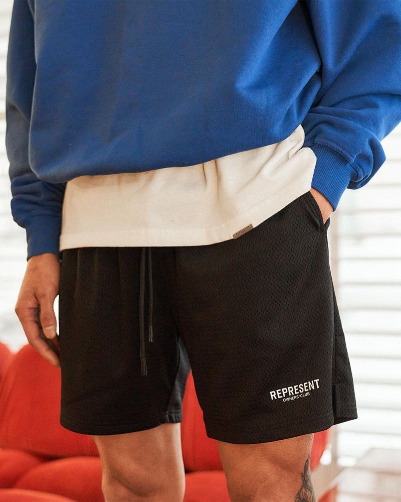 Men's Represent Owners Club Mesh Shorts Black | UK-HSDIJ9184