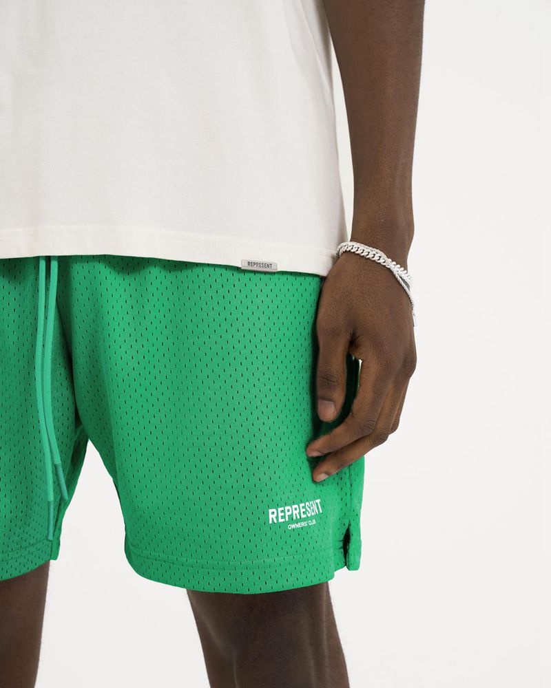 Men's Represent Owners Club Mesh Shorts Green | UK-SWIZY9547