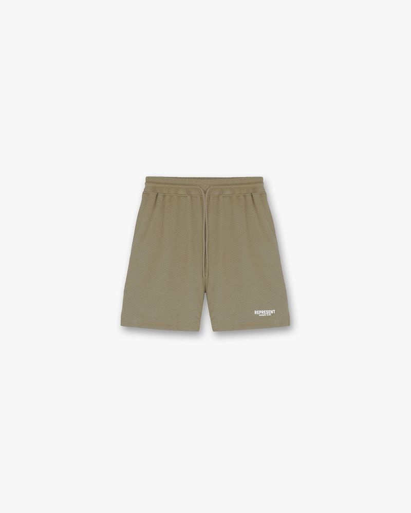 Men\'s Represent Owners Club Mesh Shorts Khaki | UK-LYAWR3167