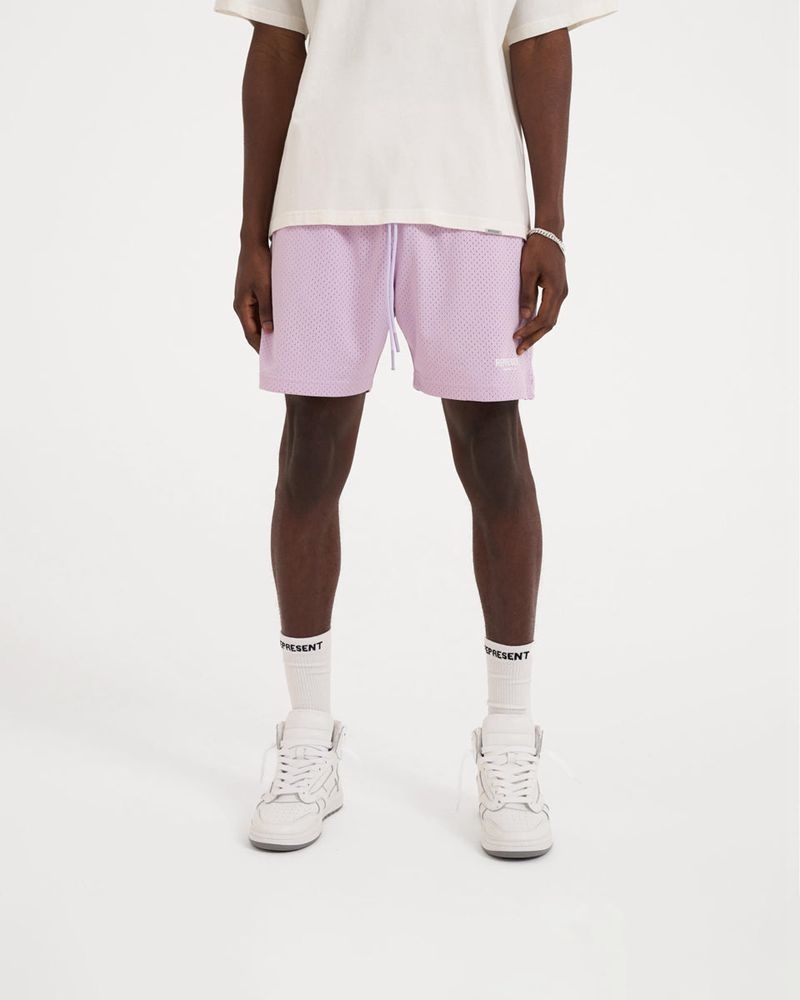 Men's Represent Owners Club Mesh Shorts Lilac | UK-PKGYM6307