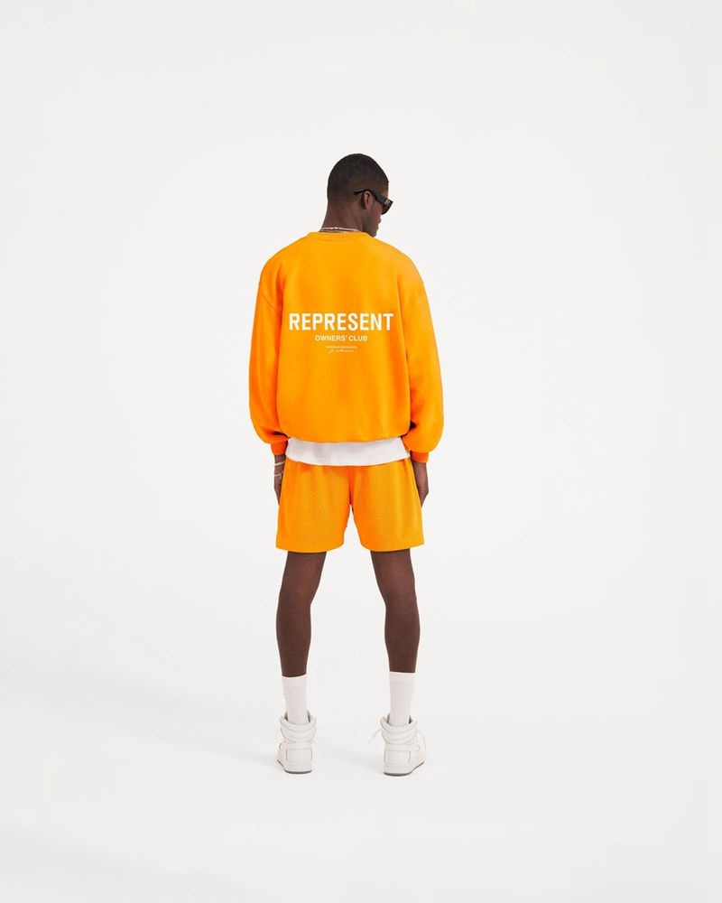 Men's Represent Owners Club Mesh Shorts Orange | UK-XAMTK0632