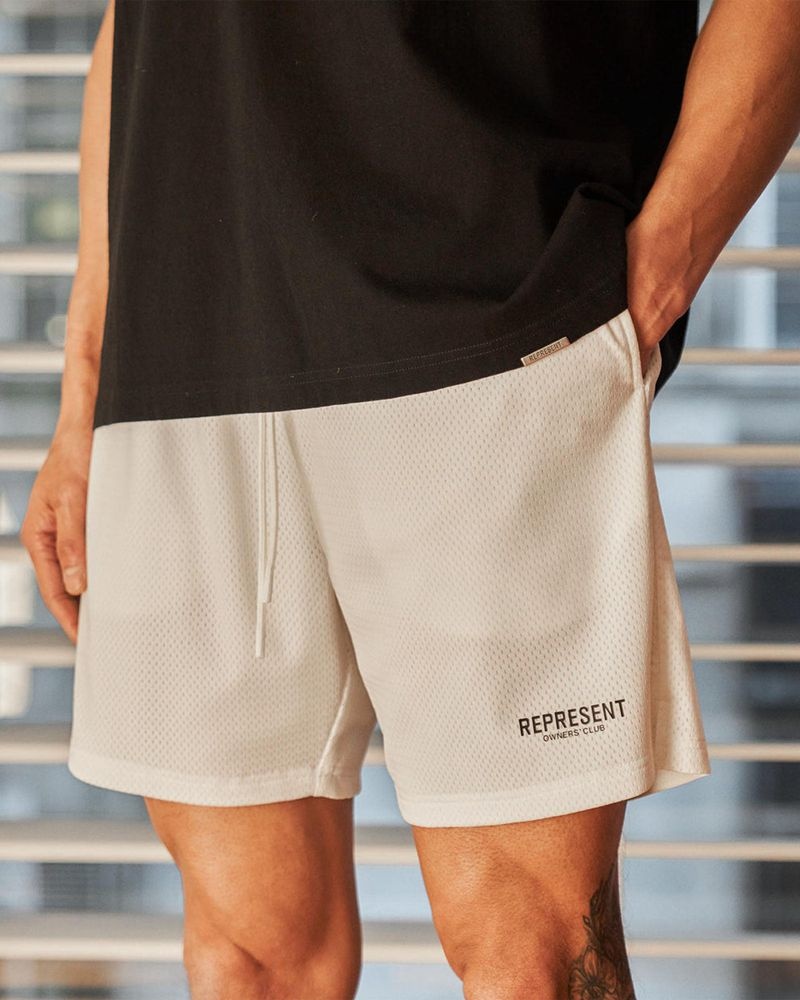 Men's Represent Owners Club Mesh Shorts White | UK-TSZEX2476