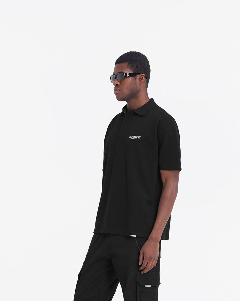 Men's Represent Owners Club Polo Shirts Black | UK-KRHQV7152