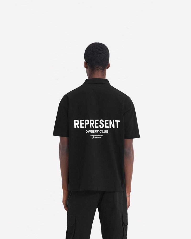 Men's Represent Owners Club Polo Shirts Black | UK-KRHQV7152