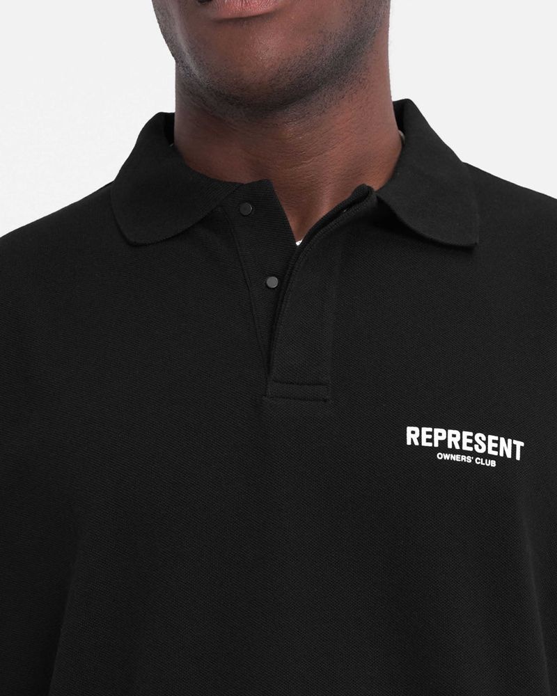 Men's Represent Owners Club Polo Shirts Black | UK-KRHQV7152