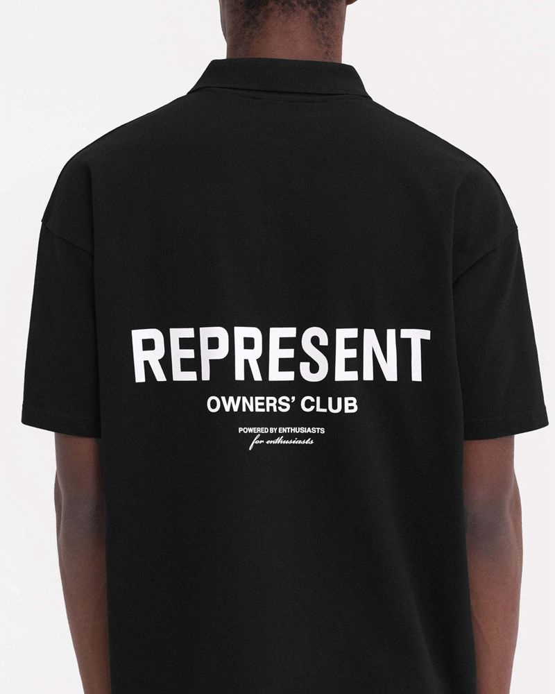 Men's Represent Owners Club Polo Shirts Black | UK-KRHQV7152