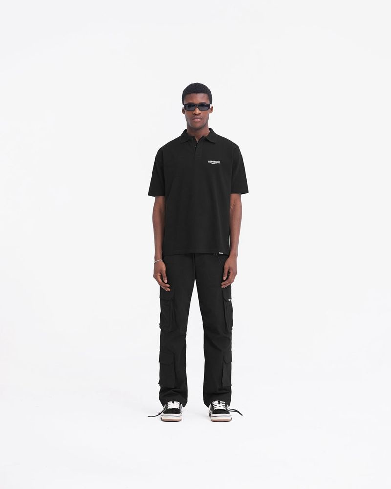 Men's Represent Owners Club Polo Shirts Black | UK-KRHQV7152