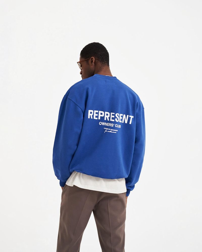 Men's Represent Owners Club Sweater Blue | UK-KXLYA7385