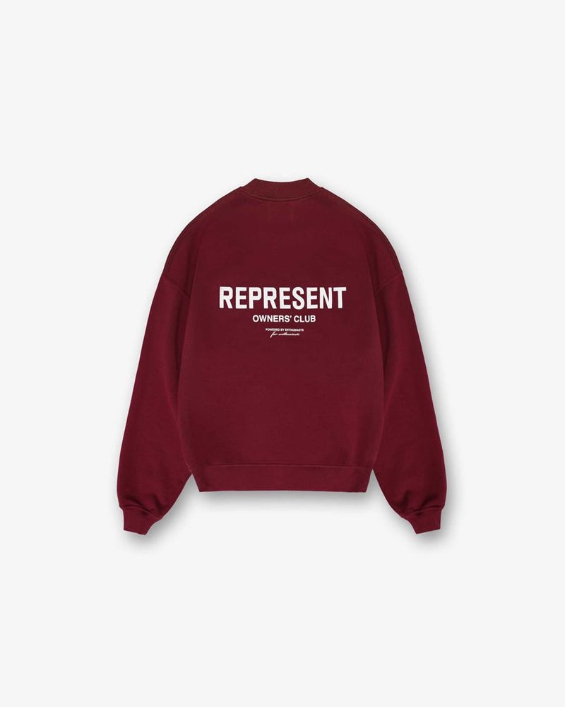 Men's Represent Owners Club Sweater Burgundy | UK-KJQSE4152