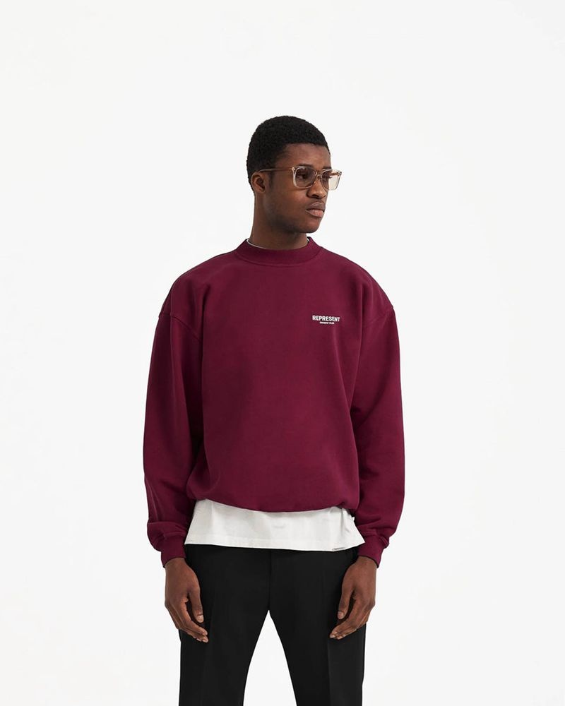 Men's Represent Owners Club Sweater Burgundy | UK-KJQSE4152