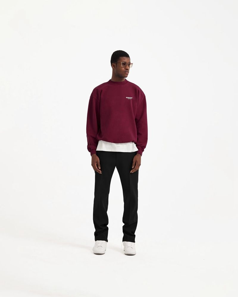 Men's Represent Owners Club Sweater Burgundy | UK-KJQSE4152