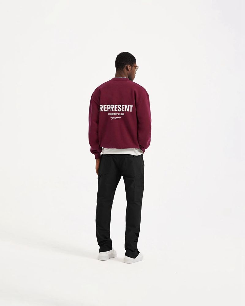 Men's Represent Owners Club Sweater Burgundy | UK-KJQSE4152