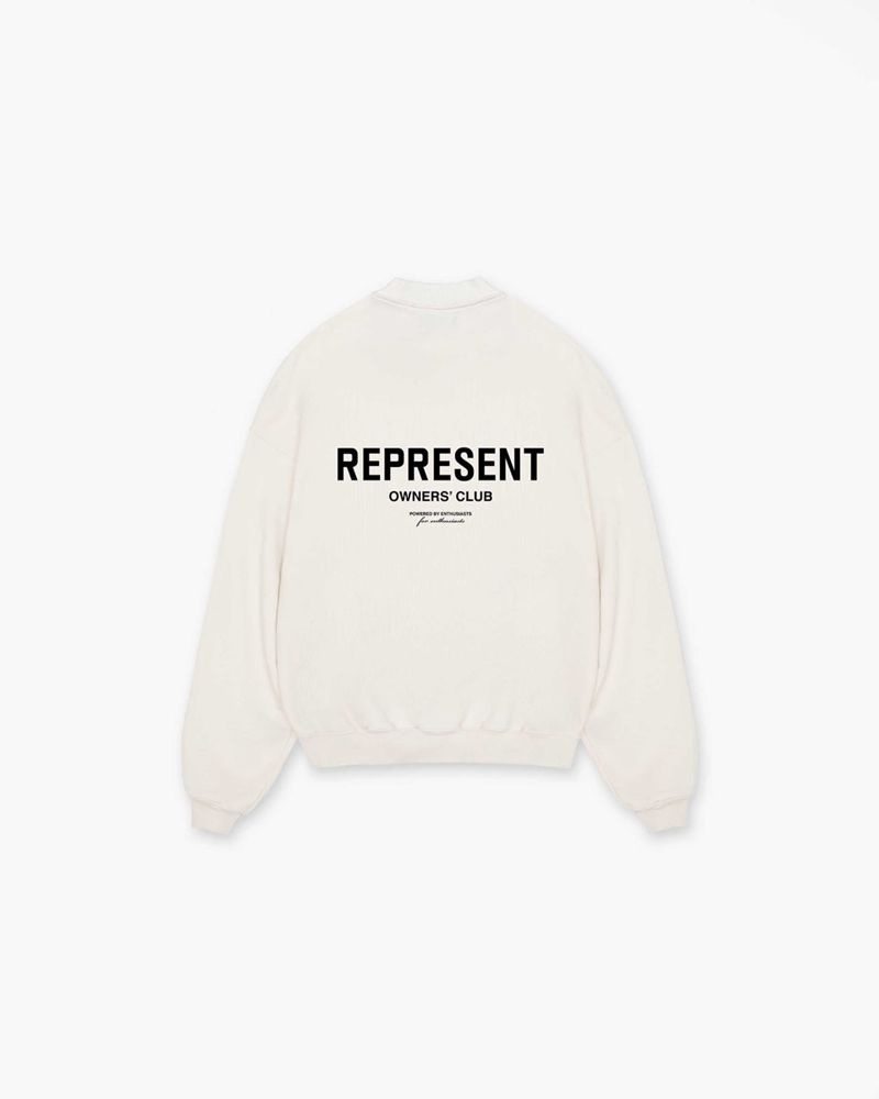 Men's Represent Owners Club Sweater Cream | UK-VFKLA4216