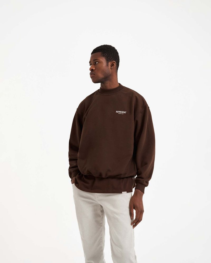 Men's Represent Owners Club Sweater Dark Brown | UK-MNATE6215