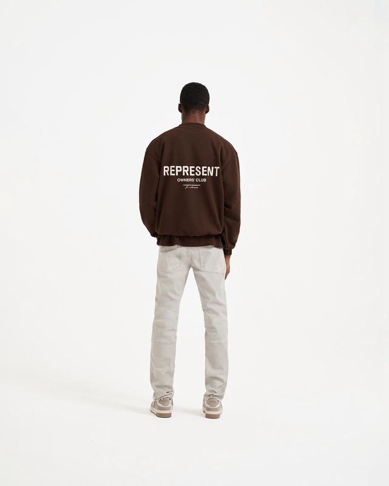 Men's Represent Owners Club Sweater Dark Brown | UK-MNATE6215